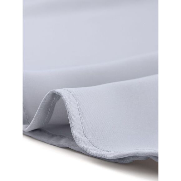 Workwear Tops Shirt Stand Collar Long Sleeve Blouses Grey White - Picture 5 of 5